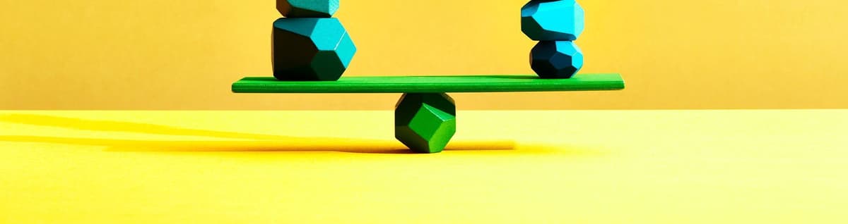 blocos coloridos equilibrados sob fundo amarelo 