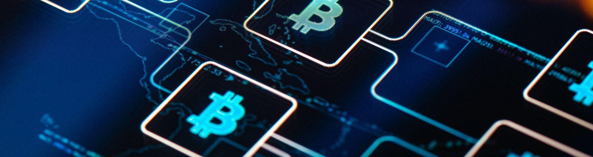 ícones de criptomoeda bitcoin iluminados 