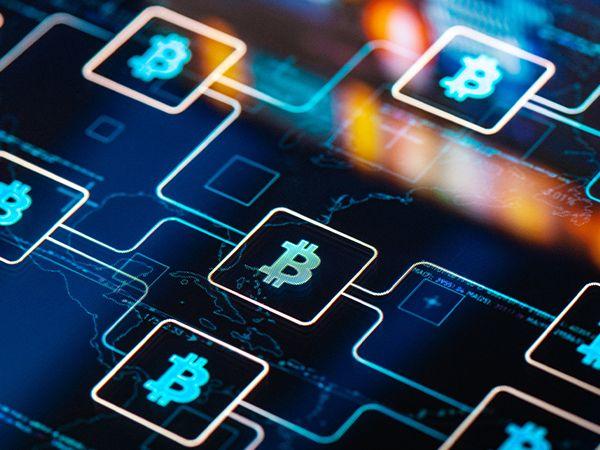 ícones de criptomoeda bitcoin iluminados 