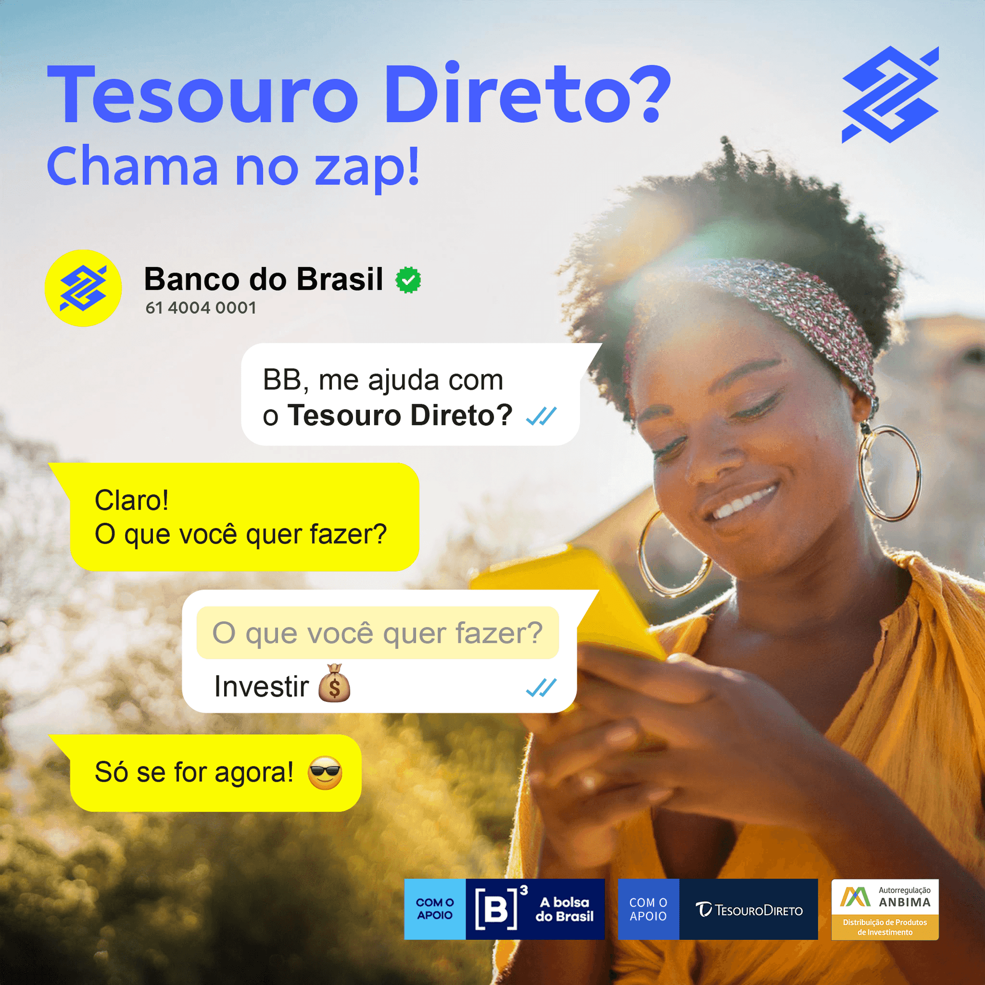 banner promocional de adesão do tesouro direto no whastapp