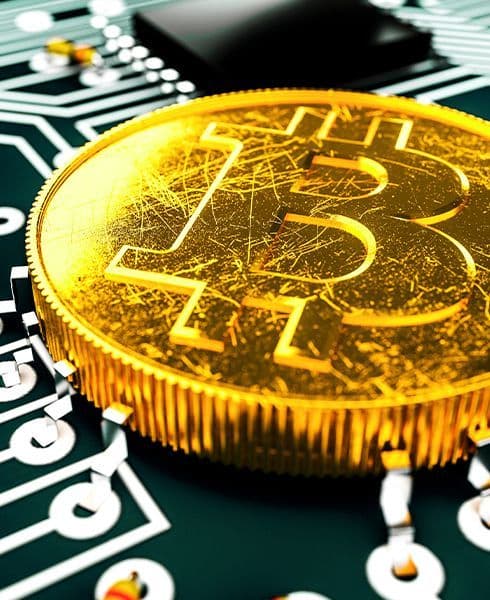 bitcoin ilustrado como moeda física
