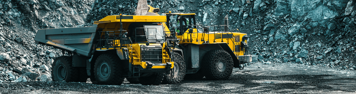 mineração azul máquinas amarelas