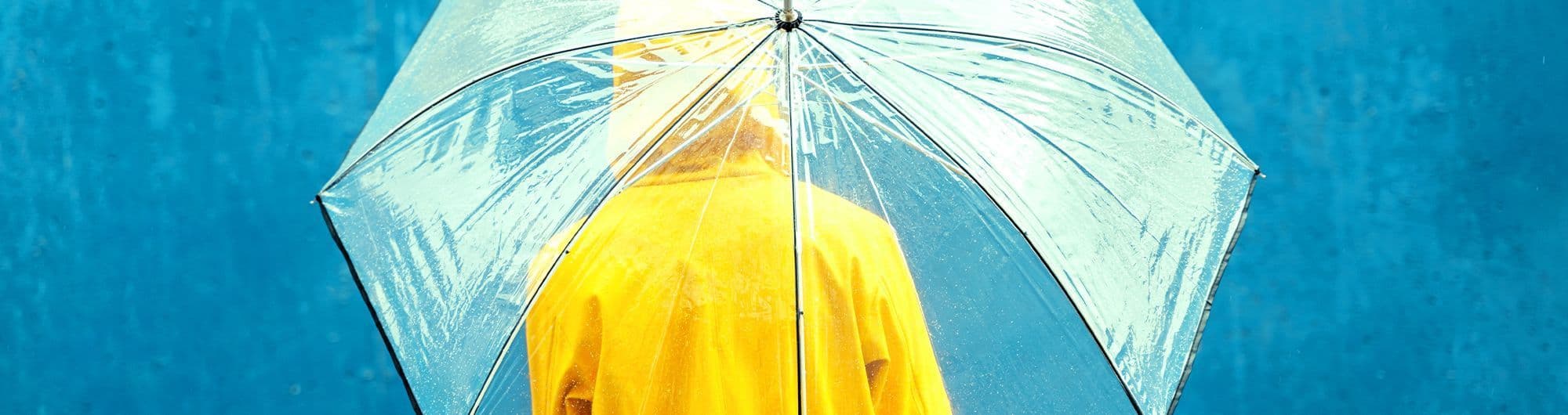 pessoa protegida da chuva com guarda chuva