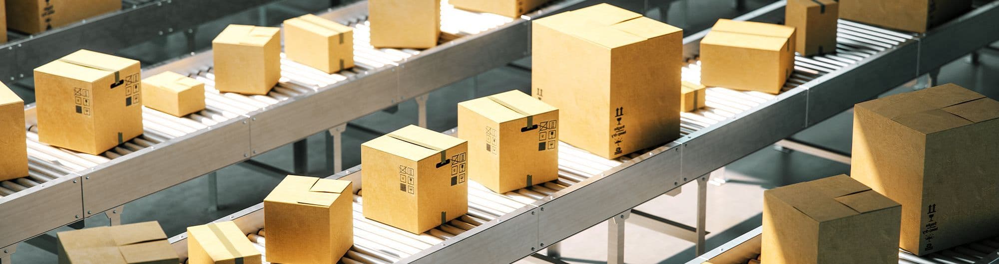 fileira de caixas empacotadas lado a lado