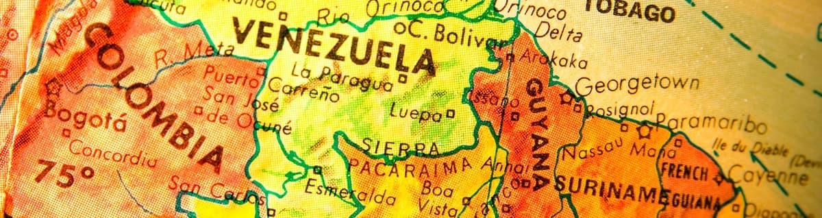 mapa marcando território da venezuela em destaque