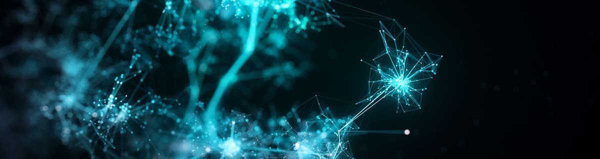 neurotransmissores tecnológicos em azul com fundo preto