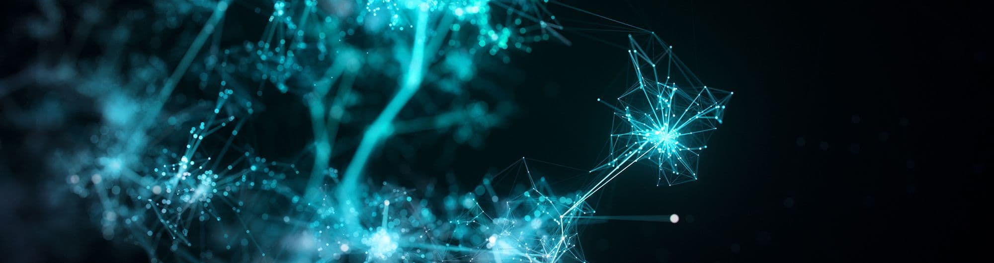 neurotransmissores tecnológicos em azul com fundo preto