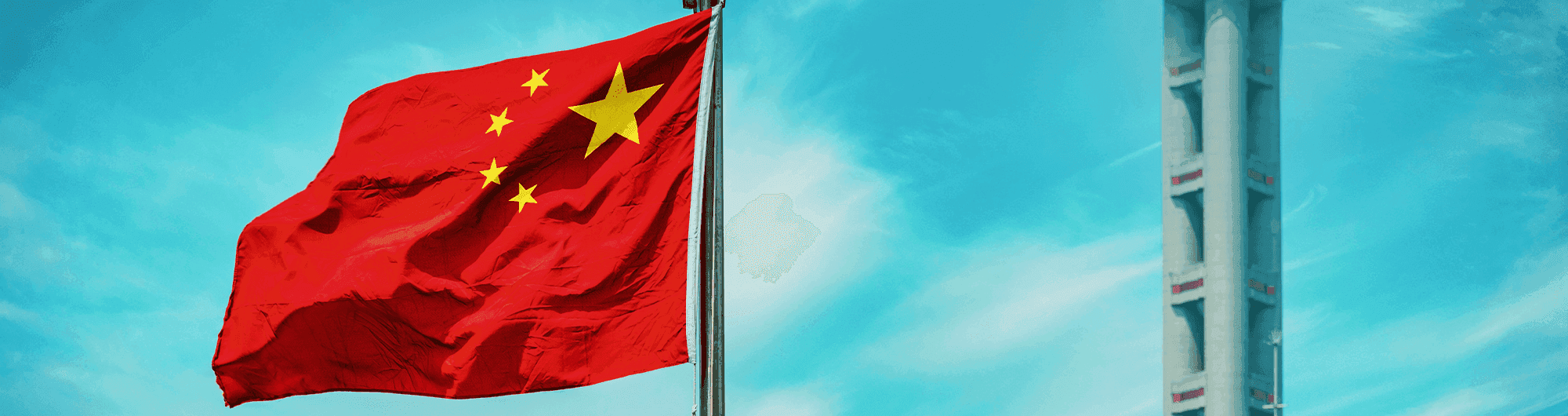 bandeira da china hasteada